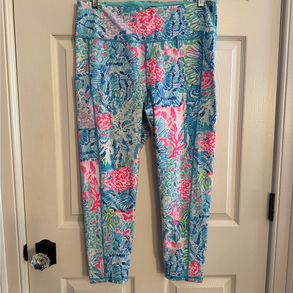 Lilly Pulitzer Pants - Lilly Pulitzer Luxletic Teal and Pink Leggings XL